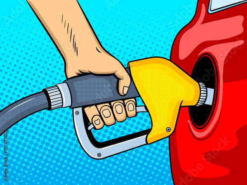 Gasoline filling comic book style vector
