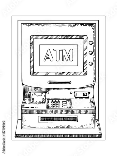 Automated teller machine engraving style vector