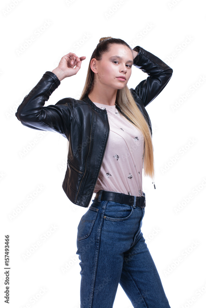 spectacular blonde pose on the white background spectacular blonde pose on the white background