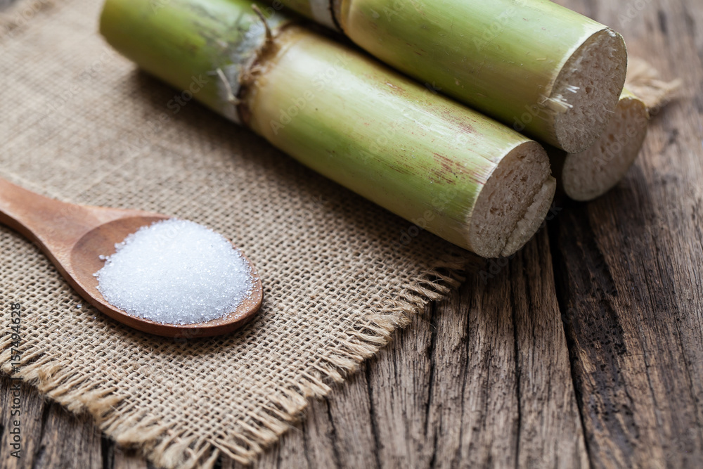 Sugar cane on wooden background Sugar cane on wooden background