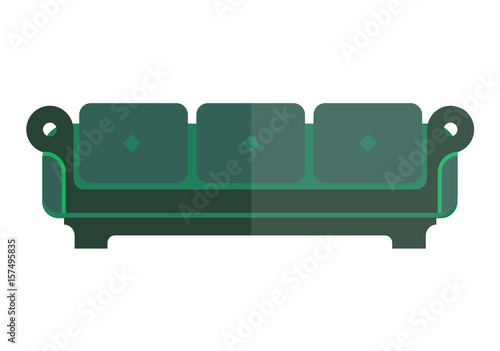 Green isolated sofa with bright and dim parts