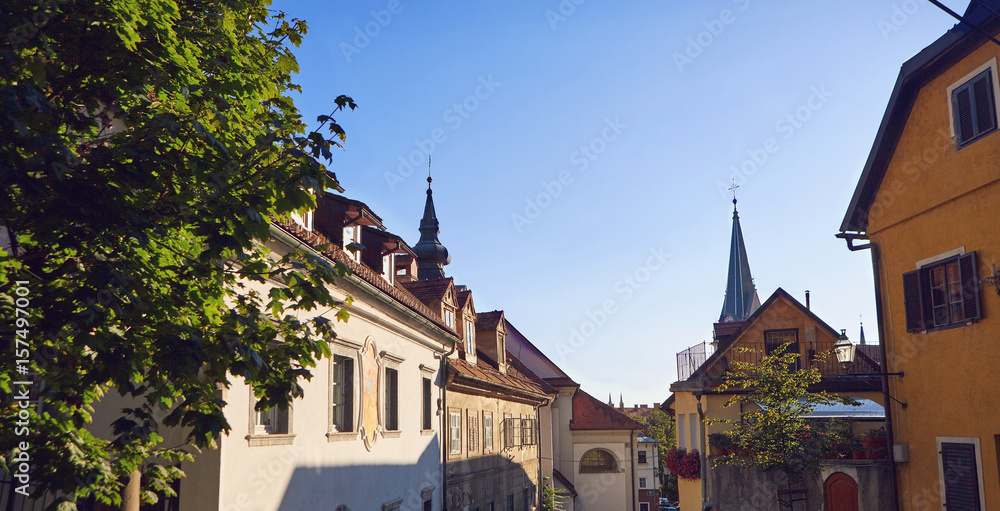 Obraz premium The Cityscape of the Slovenian capital Ljubljana