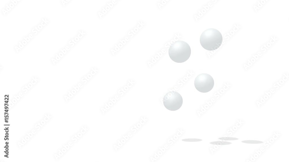 3D rendered effect animation of spheres falling on the ground. 3D rendered effect animation of spheres falling on the ground.
