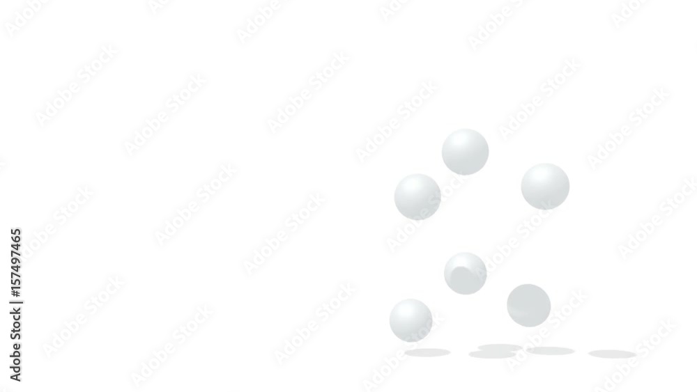 3D rendered effect animation of spheres falling on the ground. 3D rendered effect animation of spheres falling on the ground.