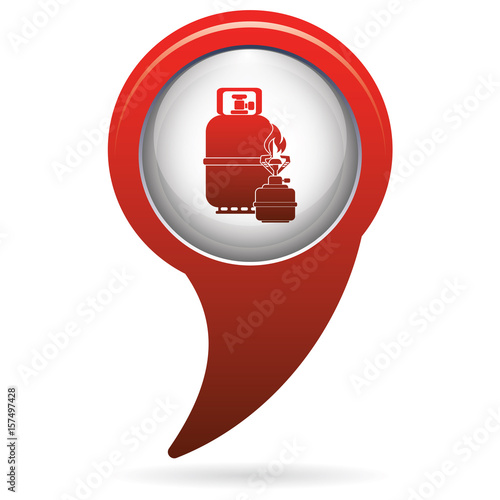Camping stove with gas bottle icon vector