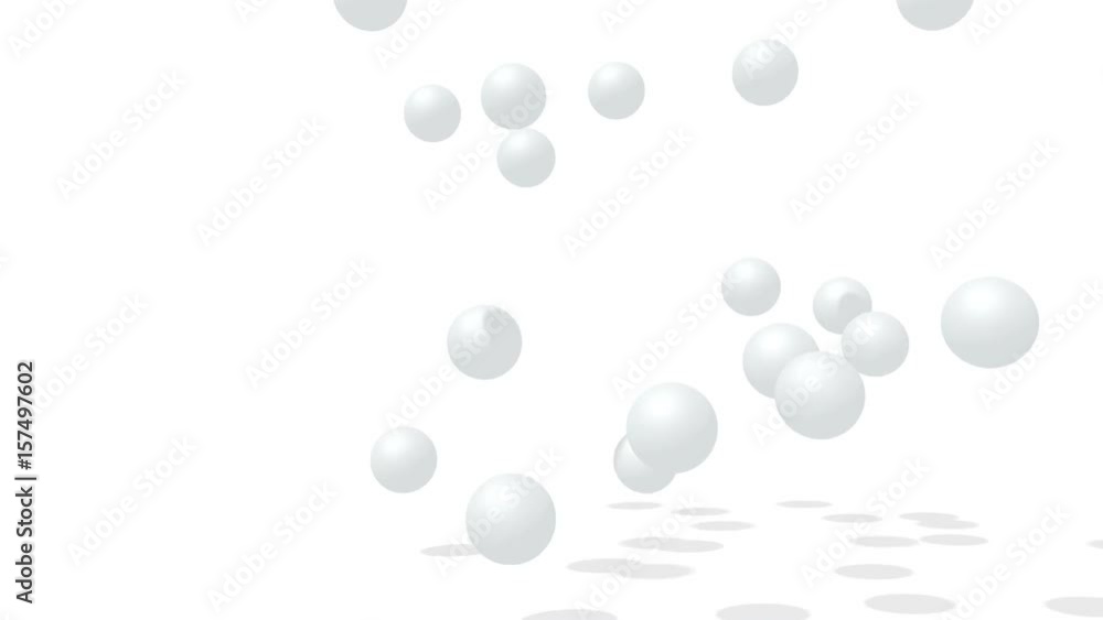 3D rendered effect animation of spheres falling on the ground. 3D rendered effect animation of spheres falling on the ground.