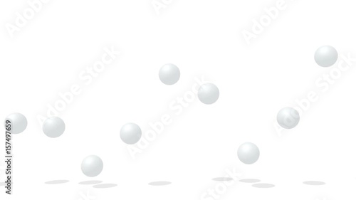 3D rendered effect animation of spheres falling on the ground.