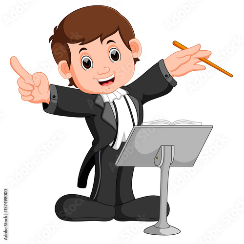 Conductor orchestrating with his baton