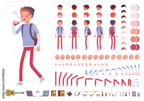 Teenager boy character creation set