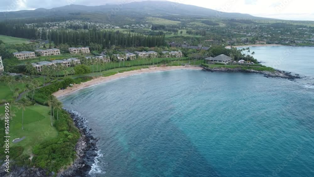 Sweeping aerial video of Kapalua Bay on the Hawaiian Island of Maui, USA. Sweeping aerial video of Kapalua Bay on the Hawaiian Island of Maui, USA.