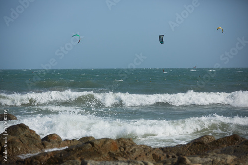 Sea beach in Vietnam Parachutes water skiing