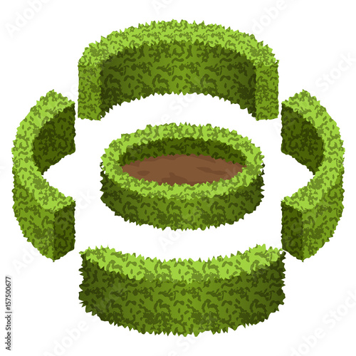 Set of garden bushes for topiary garden scene. Vector illustration