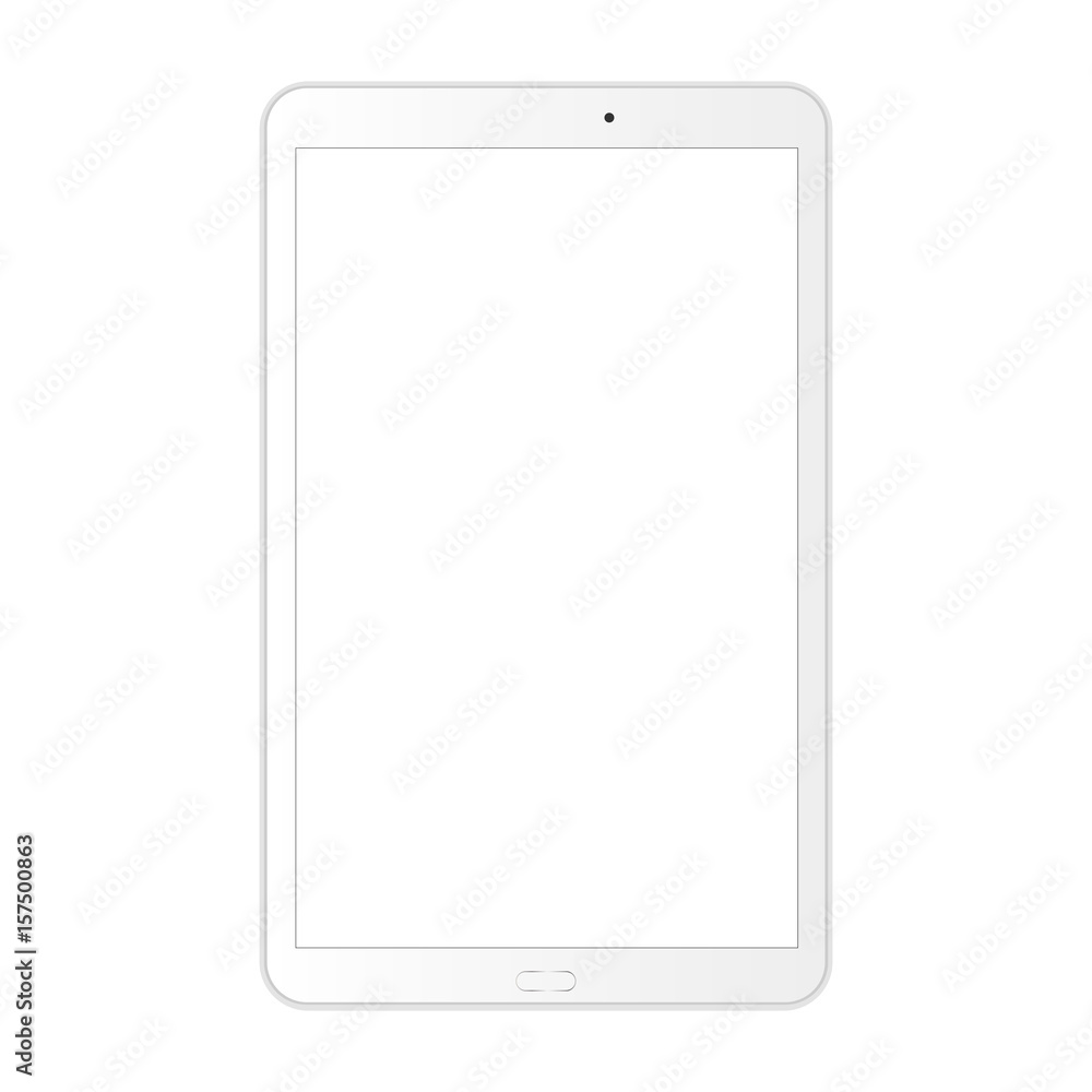 White tablet computer with blank screen isolated. Mockup for showcasing screenshots your web-site design. Vector illustration White tablet computer with blank screen isolated. Mockup for showcasing screenshots your web-site design. Vector illustration