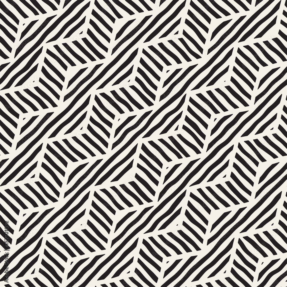 Vector seamless hand drawn pattern. Zigzag and stripe rough lines. Tribal design background. Ethnic doodle texture.