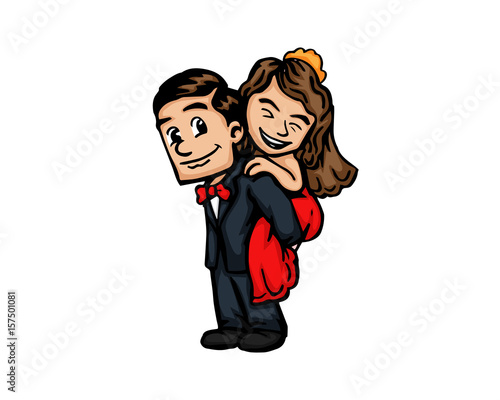Isolated Wedding Couple Character - Happy Wedding Moment