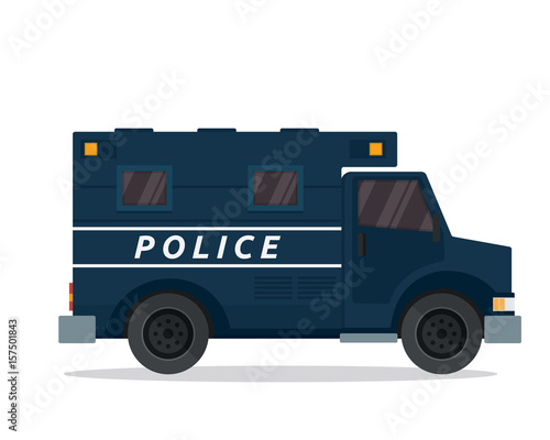 Modern Flat Urban Vehicle Illustration Logo - Police Prisoner Van
