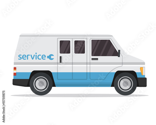 Fototapeta Naklejka Na Ścianę i Meble -  Modern Flat Urban Vehicle Illustration Logo - Maintenance Van