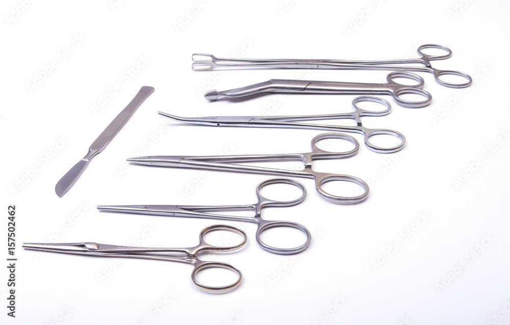 Medical and surgery instruments isolated on white background Medical and surgery instruments isolated on white background