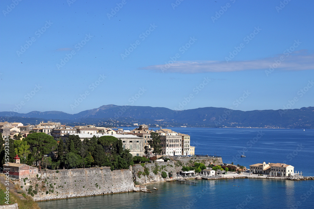 Corfu town cityscape Greece summer season