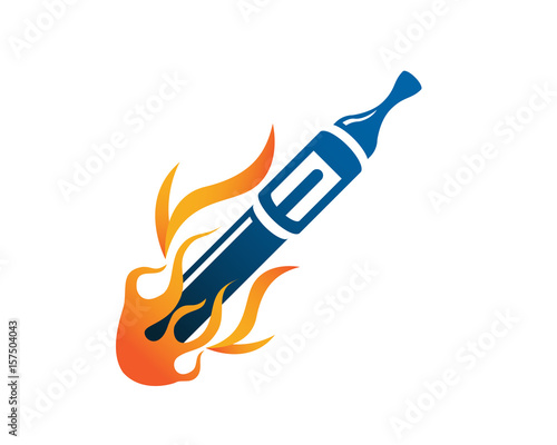 Modern E-Cigarette Vaping Logo Illustration - Flaming E-Cigarette