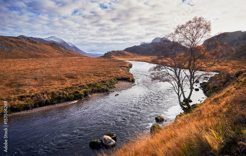 Obraz na płótnie River Gruinard near the summit of An Teallach in the Scottish Highlands, Scotland, UK. w salonie