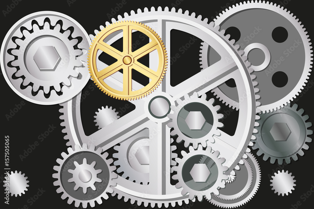 Metallic gear wheels for Industrial concept Metallic gear wheels for Industrial concept