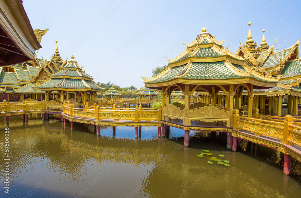 Fototapeta premium SAMUT PRAKAN, THAILAND, MARCH, 6, 2017 - Pavilion of the enlightened in Ancient City Park, Muang Boran, Samut Prakan province, Thailand