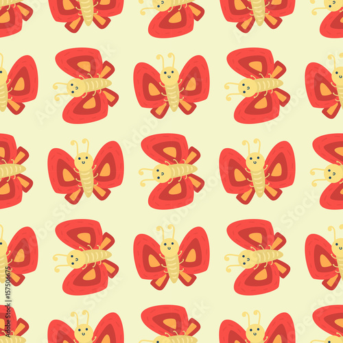 Colorful butterfly decorative seamless pattern vector graphic summer free fly...