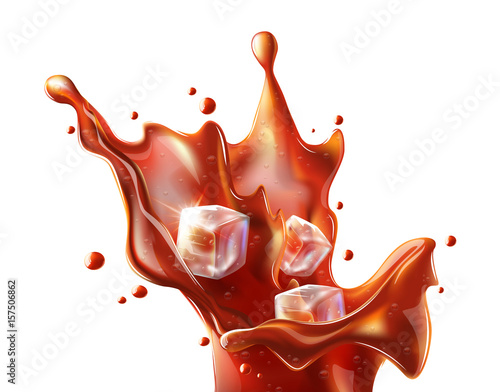 Soda splash with ice cubes (isolated)