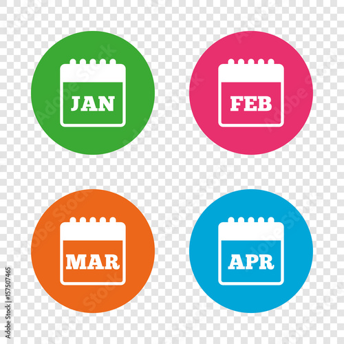 Calendar. January, February, March and April.