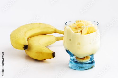 Banana pudding on a white background