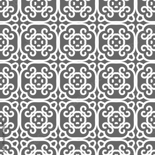 Grey ornamental seamless wallpaper pattern  vector illustration