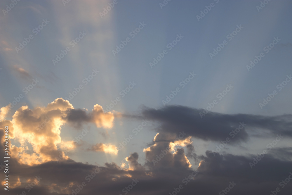 colorful dramatic sky with cloud at sunset