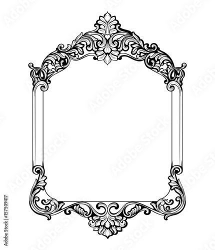 Vintage Imperial Baroque Mirror frame. Vector French Luxury rich intricate or...