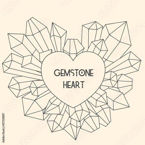 Heart frame with mineral crystal splash beside it