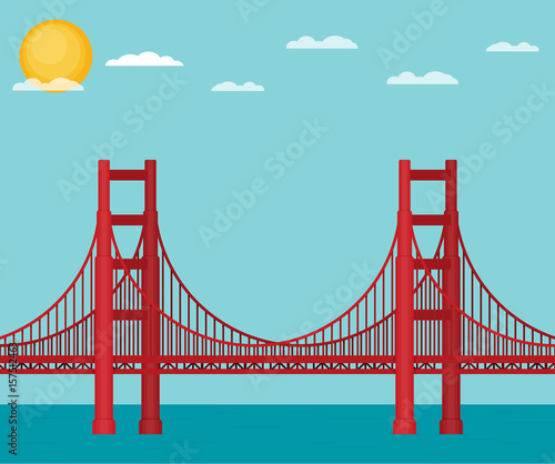 Golden Gate Bridge illustration flat vector.