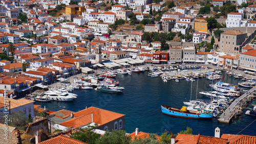 Photo of picturesque island of Hydra on a spring morning, Saronic Gulf, Greece photo