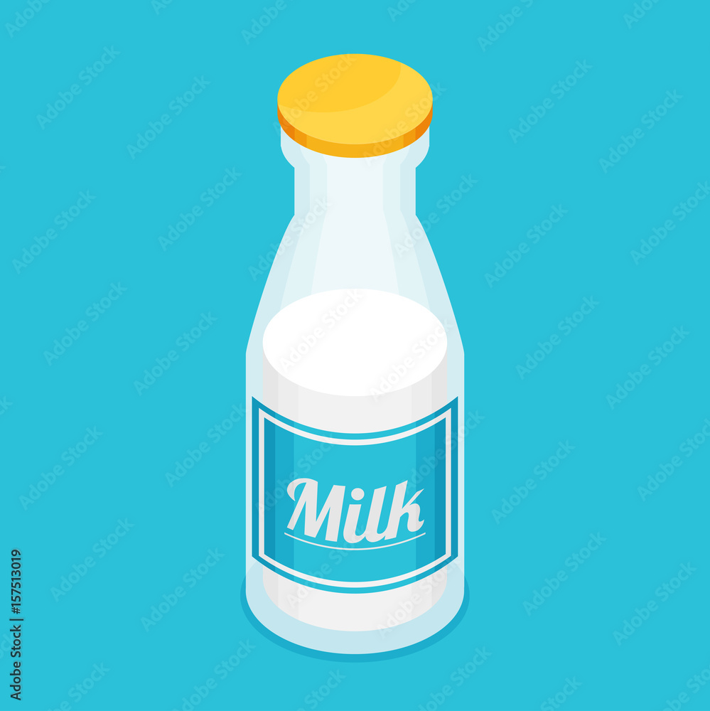 Milk bottle. Isolated bottle of milk. Vector flat cartoon illustration Milk bottle. Isolated bottle of milk. Vector flat cartoon illustration