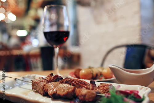 Dinner on the table in a cafe