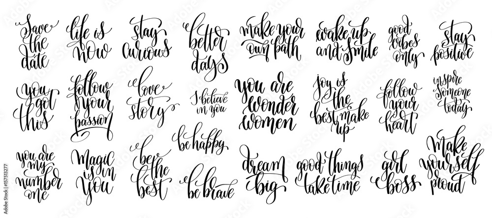 set of 25 hand written lettering motivational quotes <span>plik: #157513277 | autor: Kara-Kotsya</span>