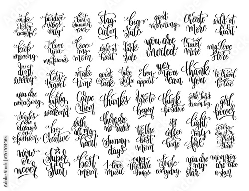 set of 50 hand written lettering motivational quotes