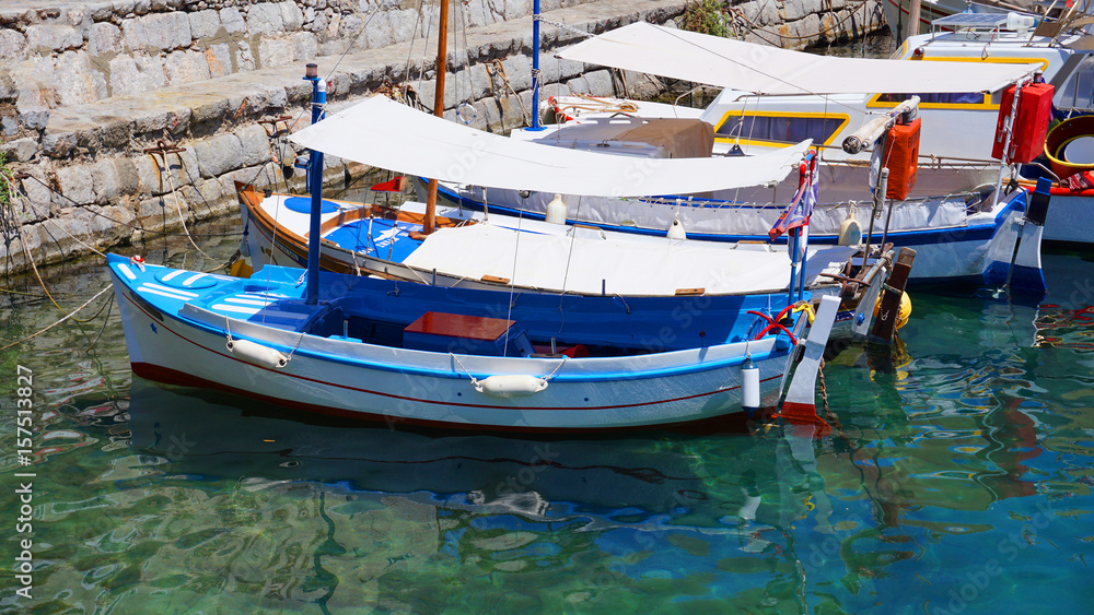 Photo of picturesque island of Hydra on a spring morning, Saronic Gulf, Greece Photo of picturesque island of Hydra on a spring morning, Saronic Gulf, Greece