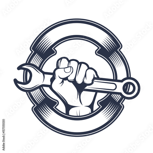 Vintage vector mechanic logo label