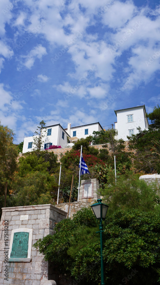 Naklejka premium Photo of picturesque island of Hydra on a spring morning, Saronic Gulf, Greece