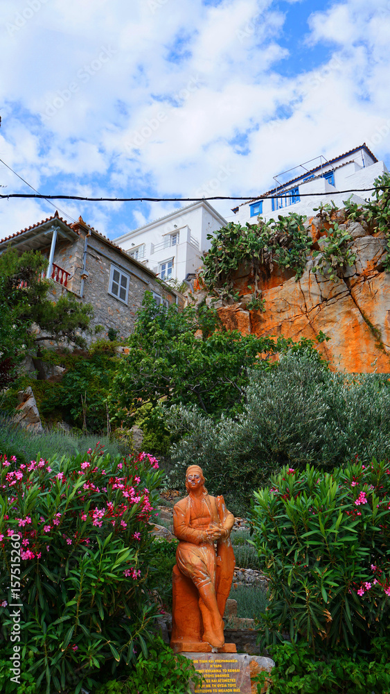 Naklejka premium Photo of picturesque island of Hydra on a spring morning, Saronic Gulf, Greece