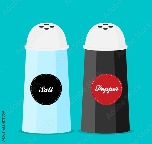 Pepper and salt shaker set flat vector