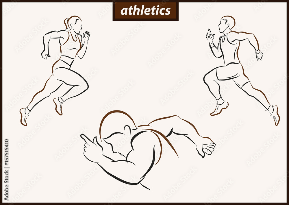 Set of a vector illustration shows a athlete. Running man. Sport. Athletics Set of a vector illustration shows a athlete. Running man. Sport. Athletics