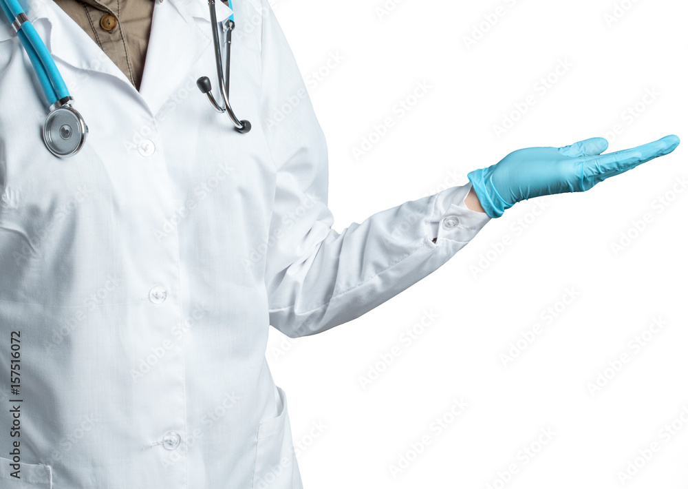 Woman doctor with a stethoscope. Isolated on white. Woman doctor with a stethoscope. Isolated on white.