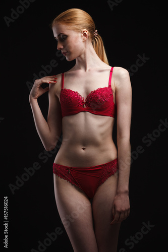 Sexy girl in underwear posing in studio