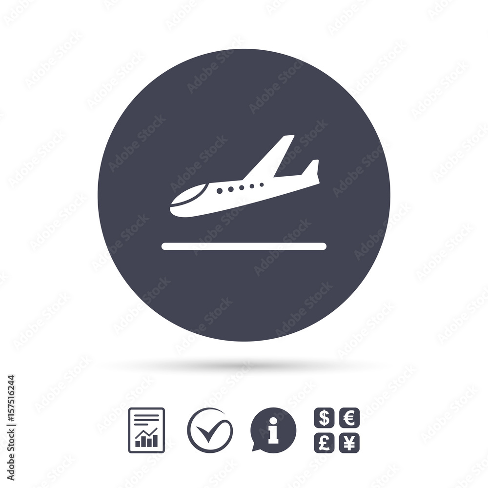 Plane landing icon. Airplane transport symbol. Plane landing icon. Airplane transport symbol.